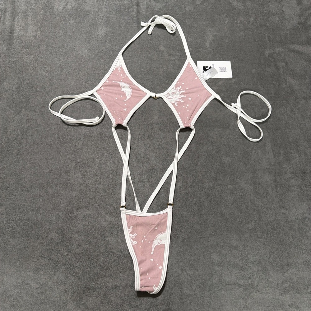Festival Rave Celestial Print String Micro Slingshot Thong Bikini S/M